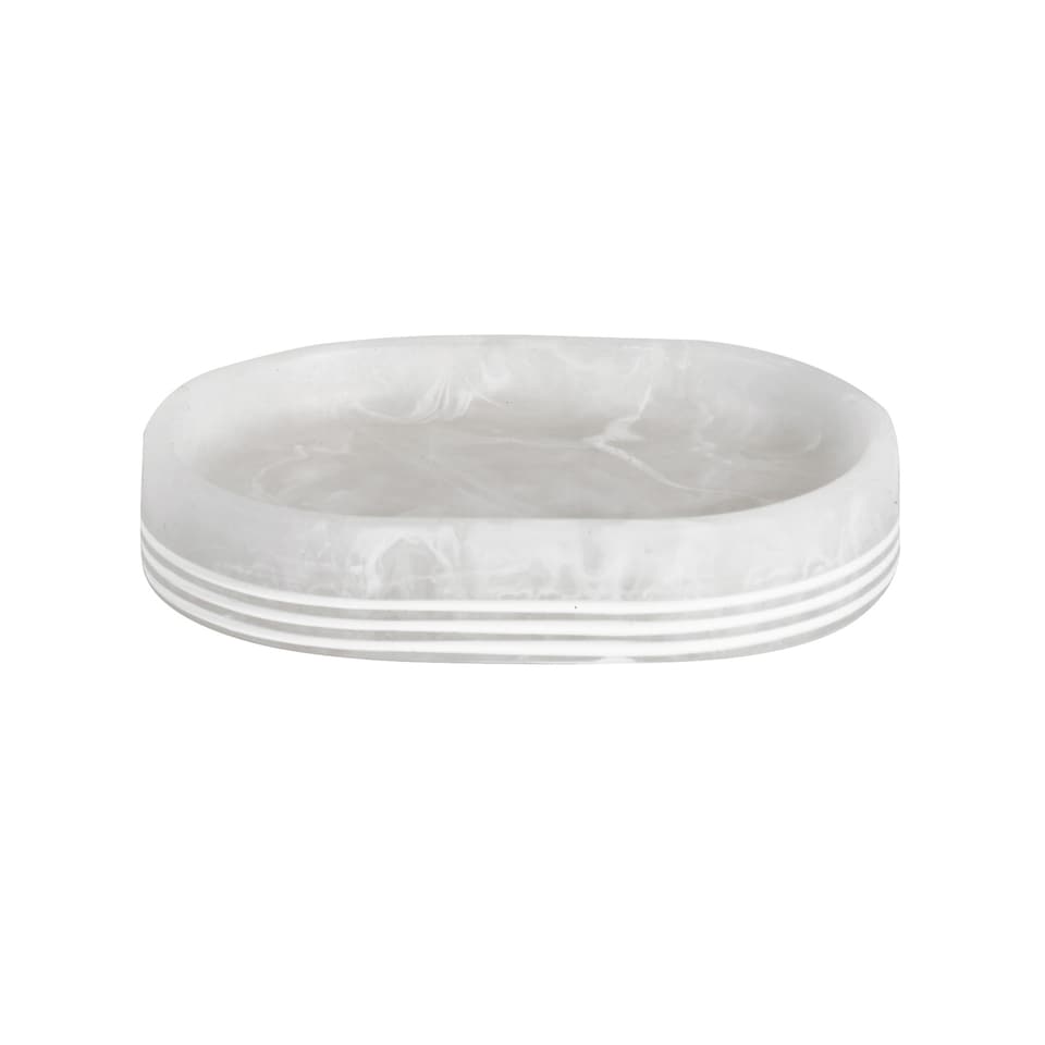 image 1 of Showerdrape Bianco Frost Onyx White Striped Soap Dish