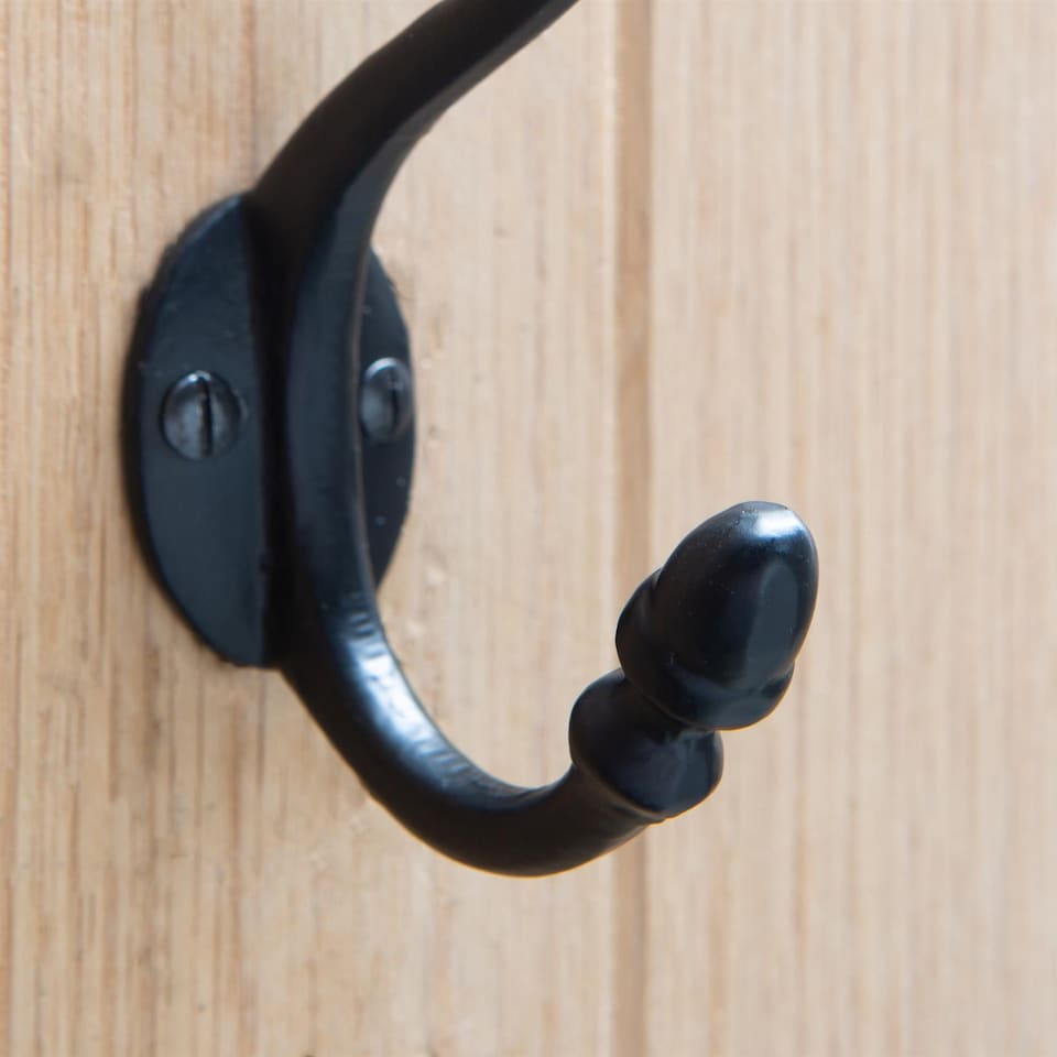 image 1 of Hammer & Tongs Antique Deco Hat & Coat Hook - W30mm x H135mm - Black