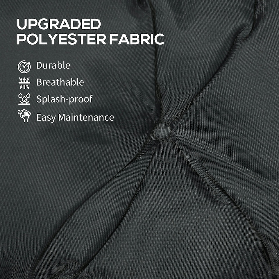 image 1 of Outsunny 3 Seater Garden Bench Cushion Outdoor Seat Pad with Ties Grey | Dark Grey | 3 Seater