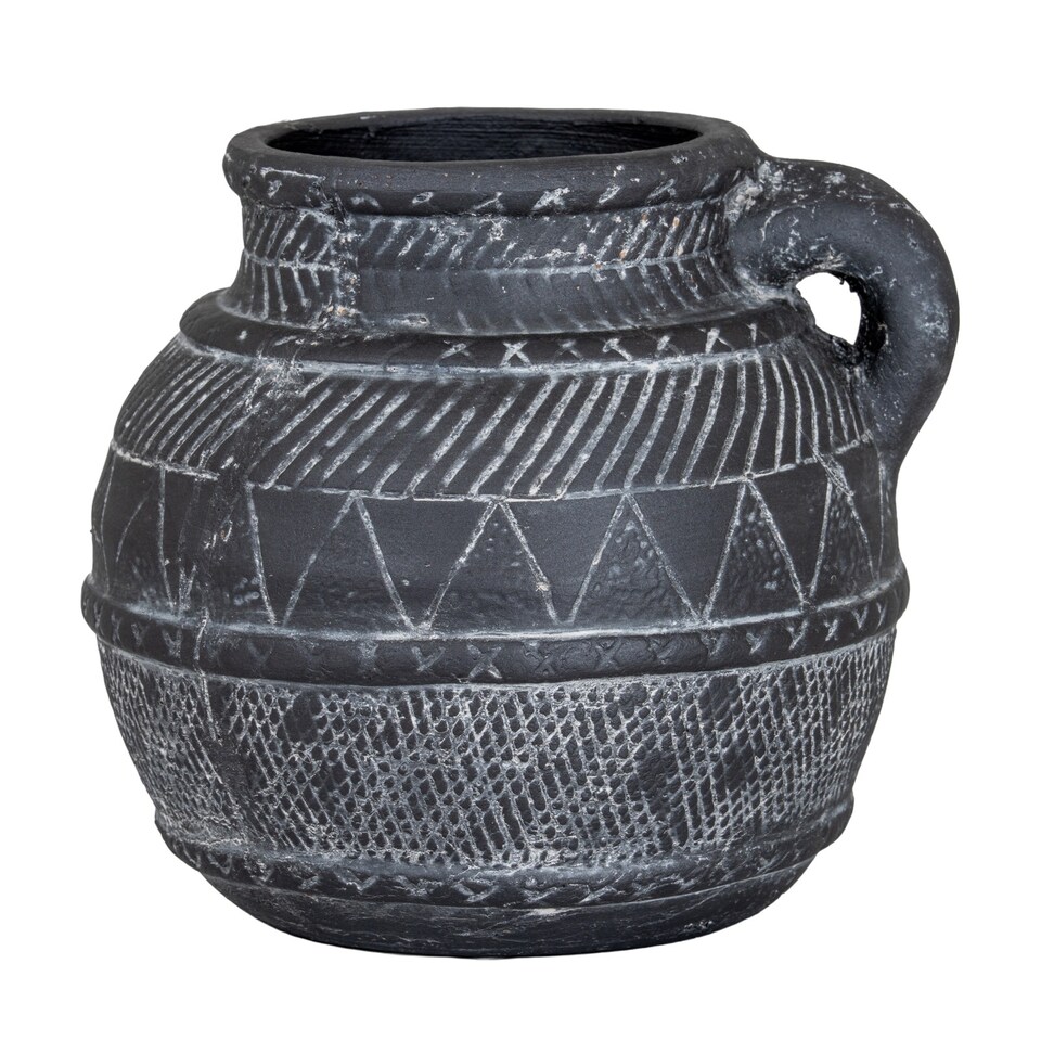 image 1 of Hill Interiors Etched Collection Ceramic Tall Jug | Black | Black | 1