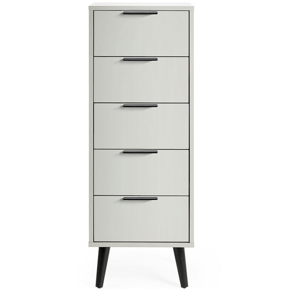 image 1 of Silk Grey Narrow Chest of Drawers (5 Drawers)
