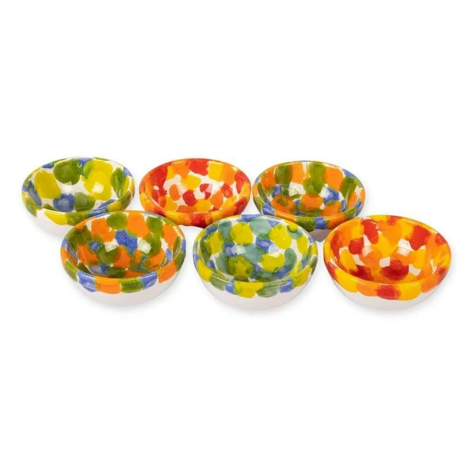 image 1 of Verano Spanish Ceramics Petalo Tapas Bowls Set of 6 - 9cm Mixed | Multi | 6