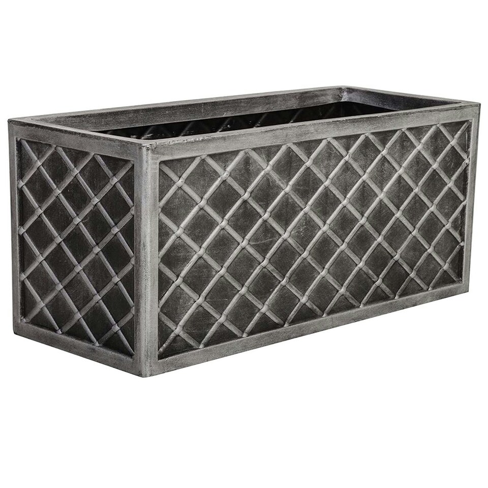 image 1 of 1 x Lazio Effect Trough Patio Planter Pewter Grey Large Garden Flower Pot Grey