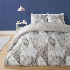 OHS Abstract Geo Marble Reversible Print Soft Duvet Cover Bedding Set, King - Grey | Grey | King