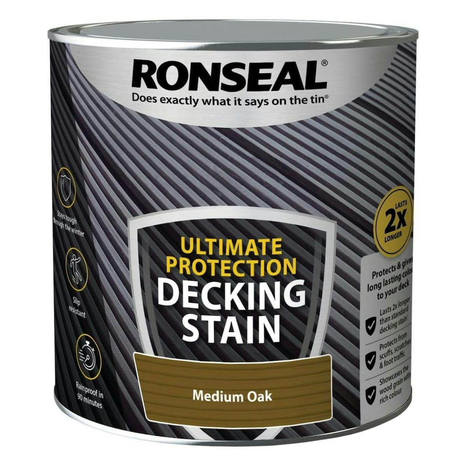 image 1 of Ronseal Ultimate Decking Stain, Medium Oak, 2.5L