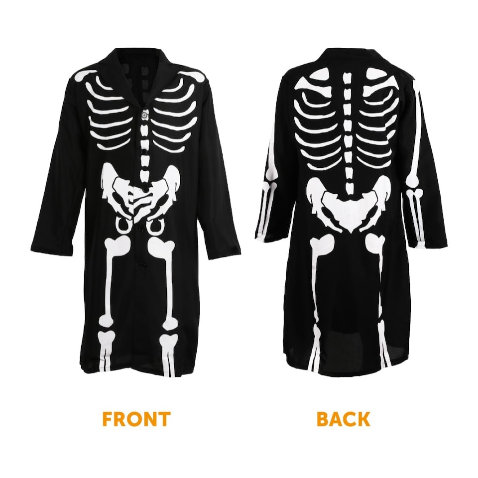 image 1 of Skeleton Costume - with Glow Mask & Top Hat | Multi | L