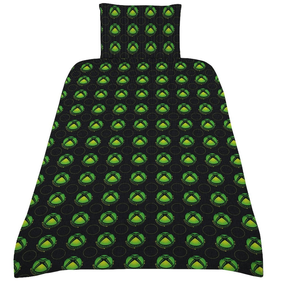 image 1 of Xbox Logo Duvet Cover Set - Black/Green - Single