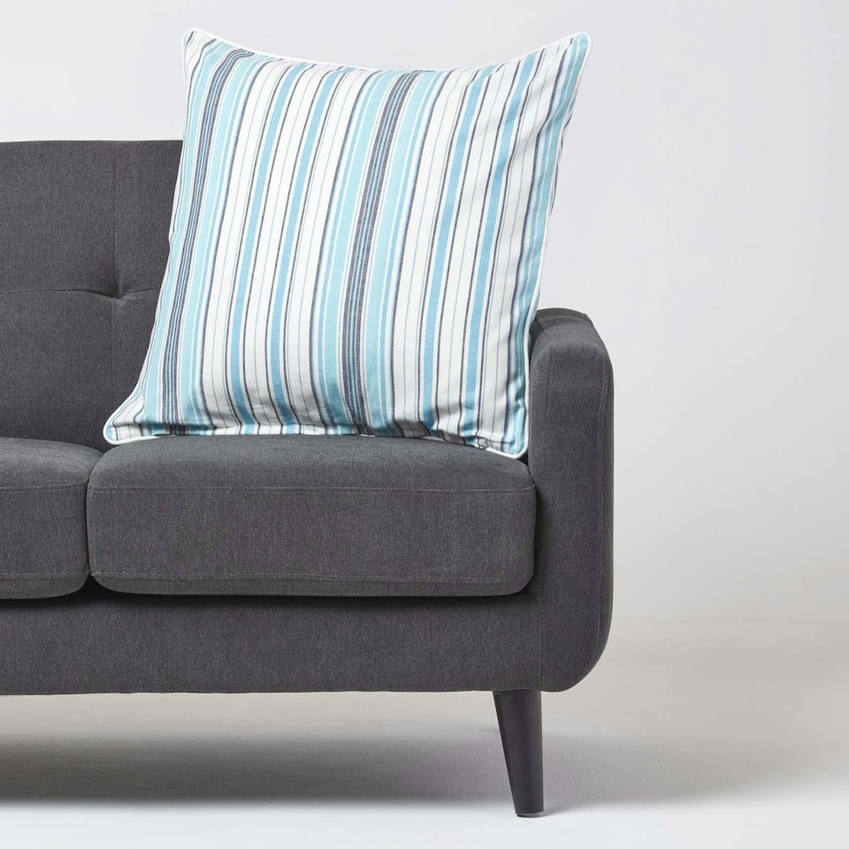 image 1 of Homescapes Cotton New England Stripe Cushion Cover - 60 x 60 cm | Blue | Blue | 60 x 60 cm