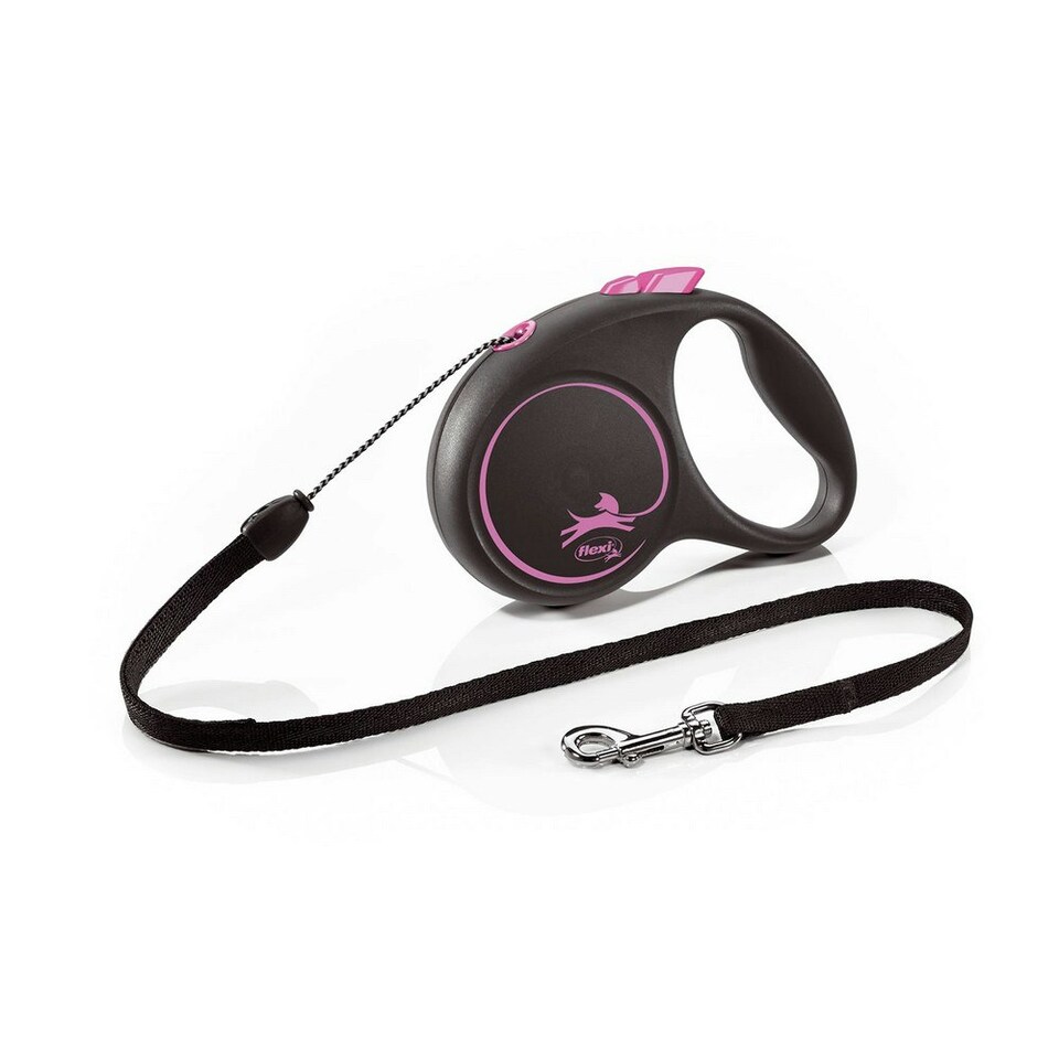 Flexi Small Retractable Dog Cord - Pink/Black - 5m