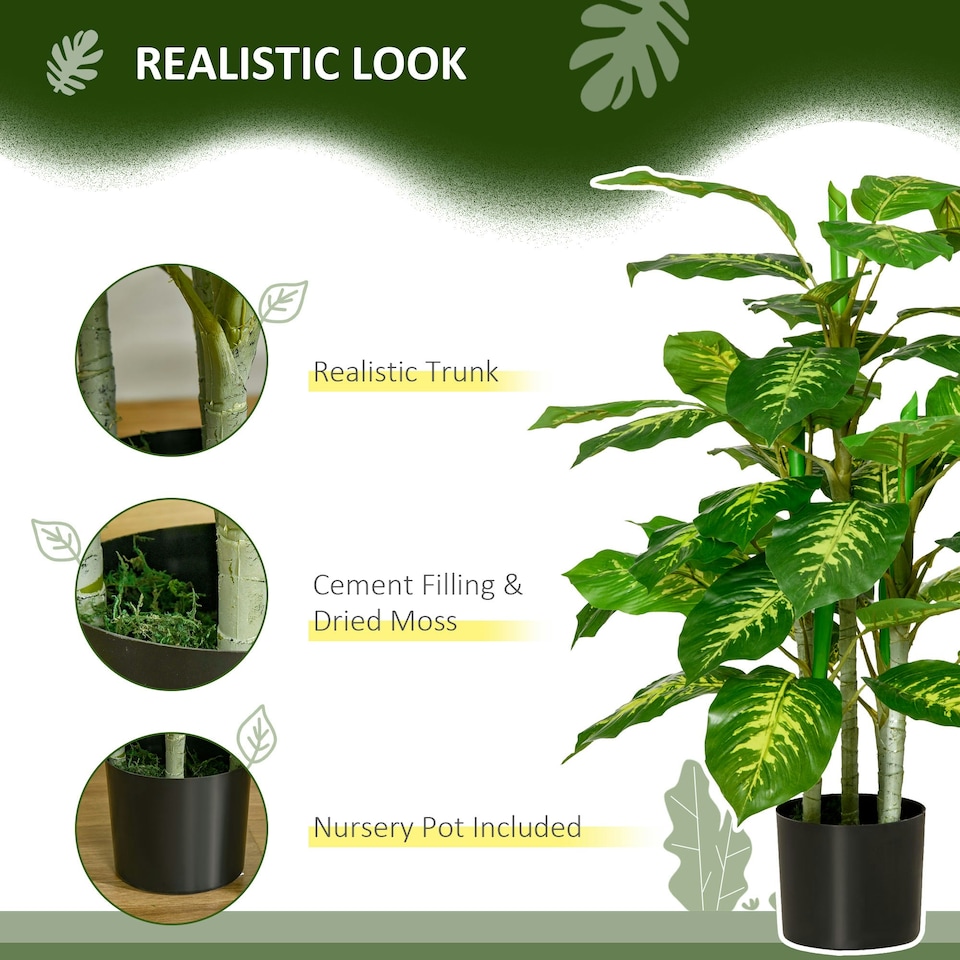 image 1 of HOMCOM 95cm Artificial Evergreen Tree Fake Plant in Pot Indoor Decor