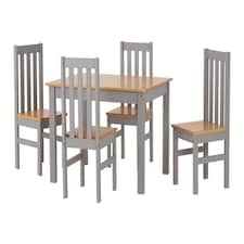 Ludlow 1+4 Dining Set - Grey/Oak Lacquer Brown