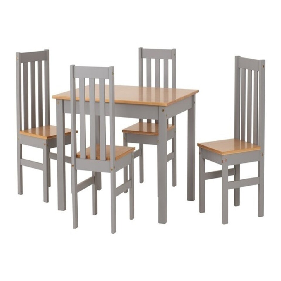 image 1 of Ludlow 1+4 Dining Set - Grey/Oak Lacquer Brown