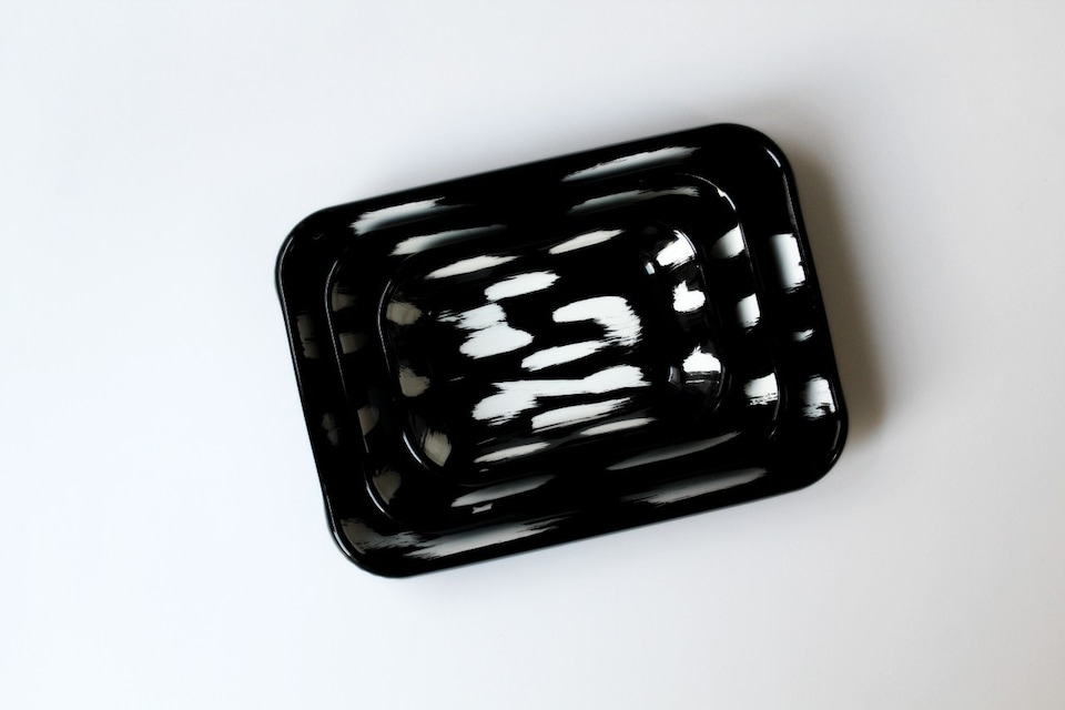 image 1 of Stripe Collection Enamel Rectangular Serving And Roasting Dish - 16 cm (W) x 11 cm (D) x 4 cm (H)