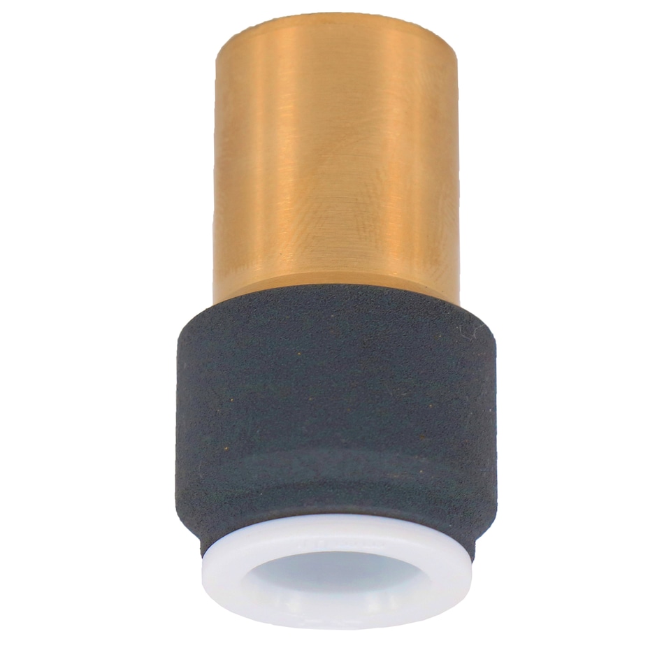 image 1 of SPARES2GO Radiator Valve 15mm x 10mm Anthracite Pushfit Reducing Straight Speed Fit Compression Stem