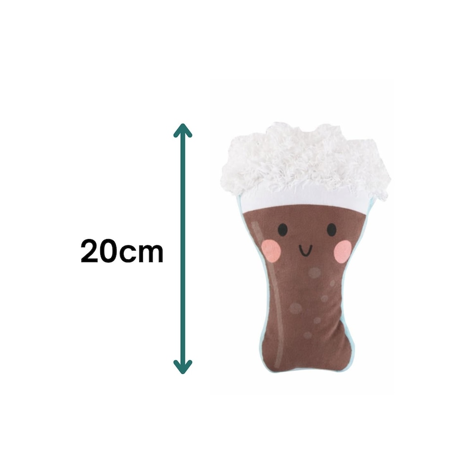 image 1 of Squeaky Plush Dog Toy Summer Brown Stout Drinks Design Pet Puppy Chew Fetch