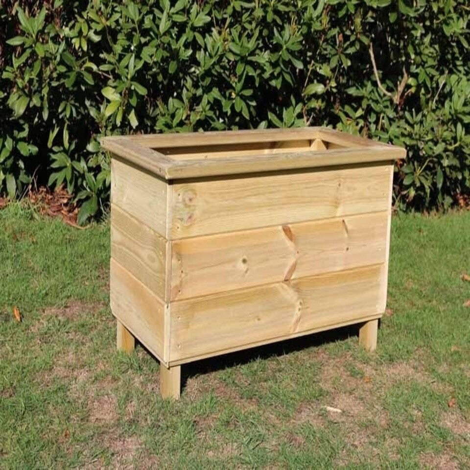 image 1 of Trough Planters, Wooden Garden Pot/Tub for Plants - L40 x W80 x H40 cm - Fully Assembled Brown