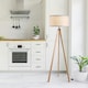image 5 of HOMCOM Wood Tripod Floor Lamp Home Lighting Elegant E27 Bulb Linen Shade Beige