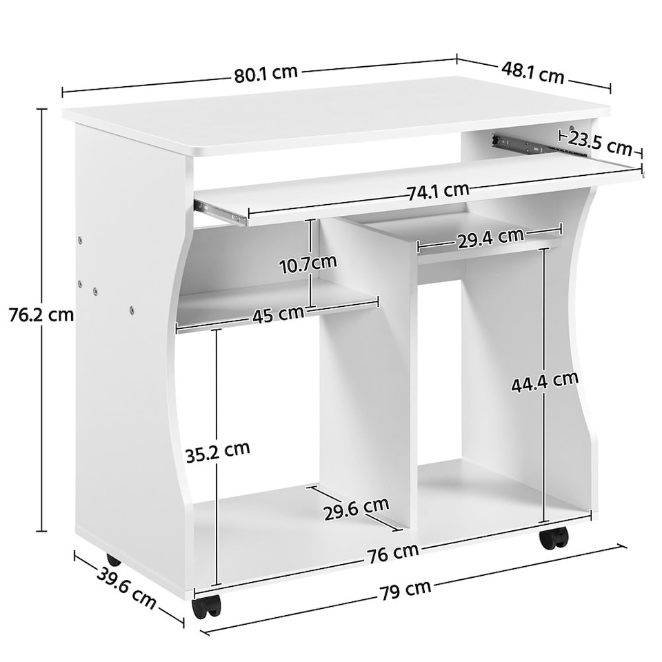 image 1 of Yaheetech Space-saving Computer Desk Wheels | White