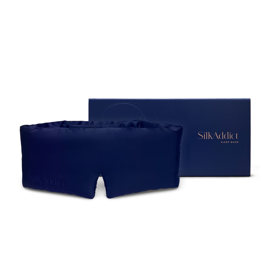 image 1 of Silk Addict 100% Mulberry Silk Sleep Mask – Navy | Blue | 1