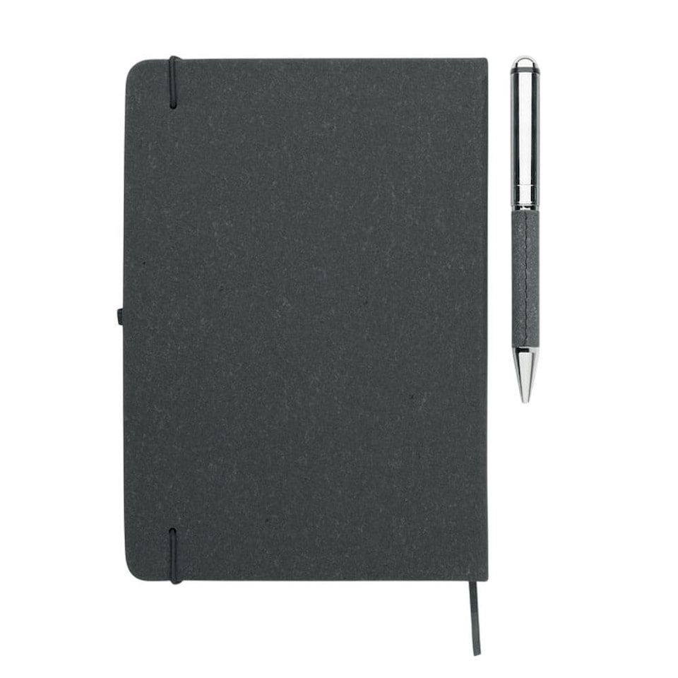 image 1 of MidOcean Eleganote Leather Notebook & Pen - Black - 19.4cm x 24cm x 1.6cm
