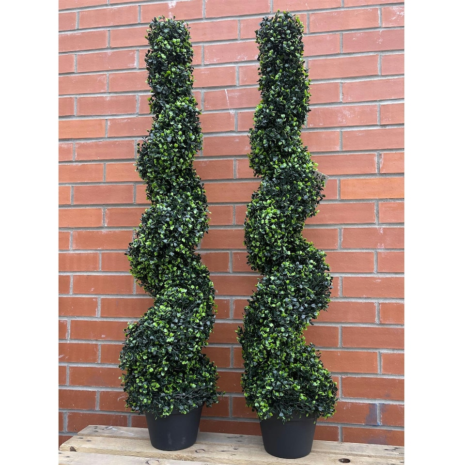 image 1 of 120cm Artificial Natural Boxwood Spiral Topiary