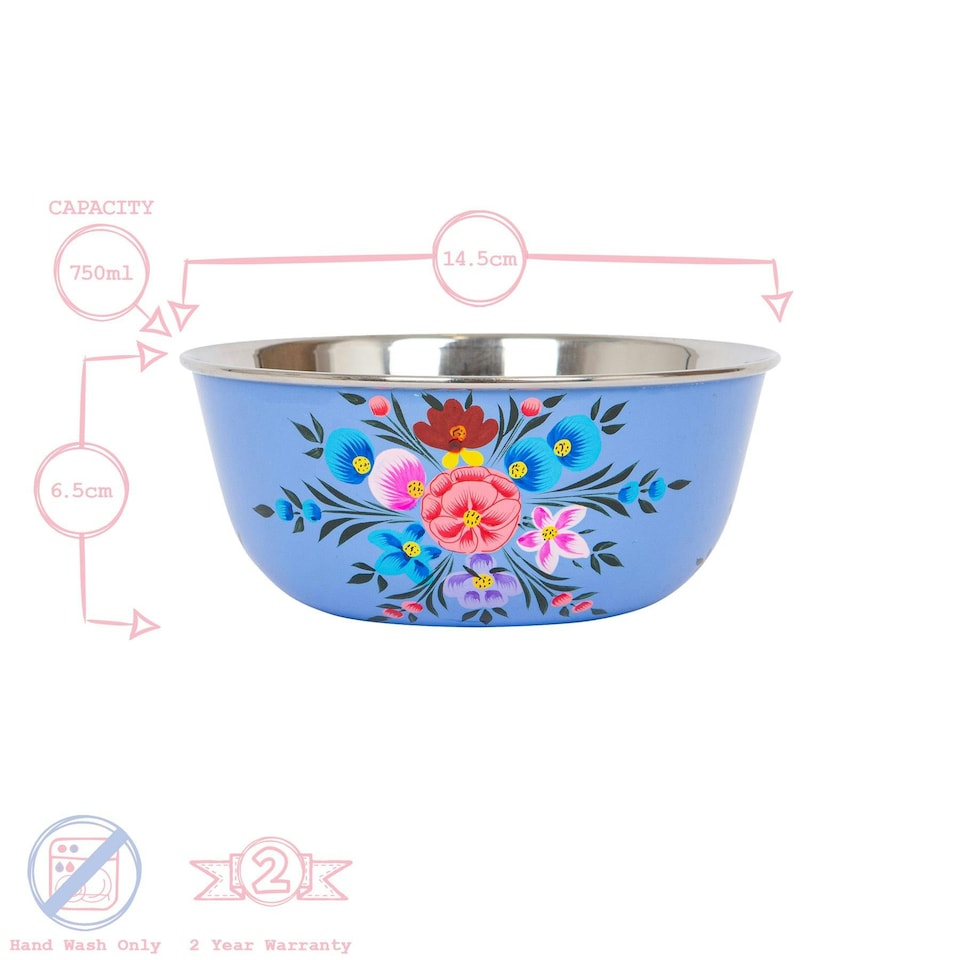 image 1 of BillyCan Hand-Painted Picnic Snack Bowls - 14.5cm - Carbon Pansy - Pack of 6 Grey