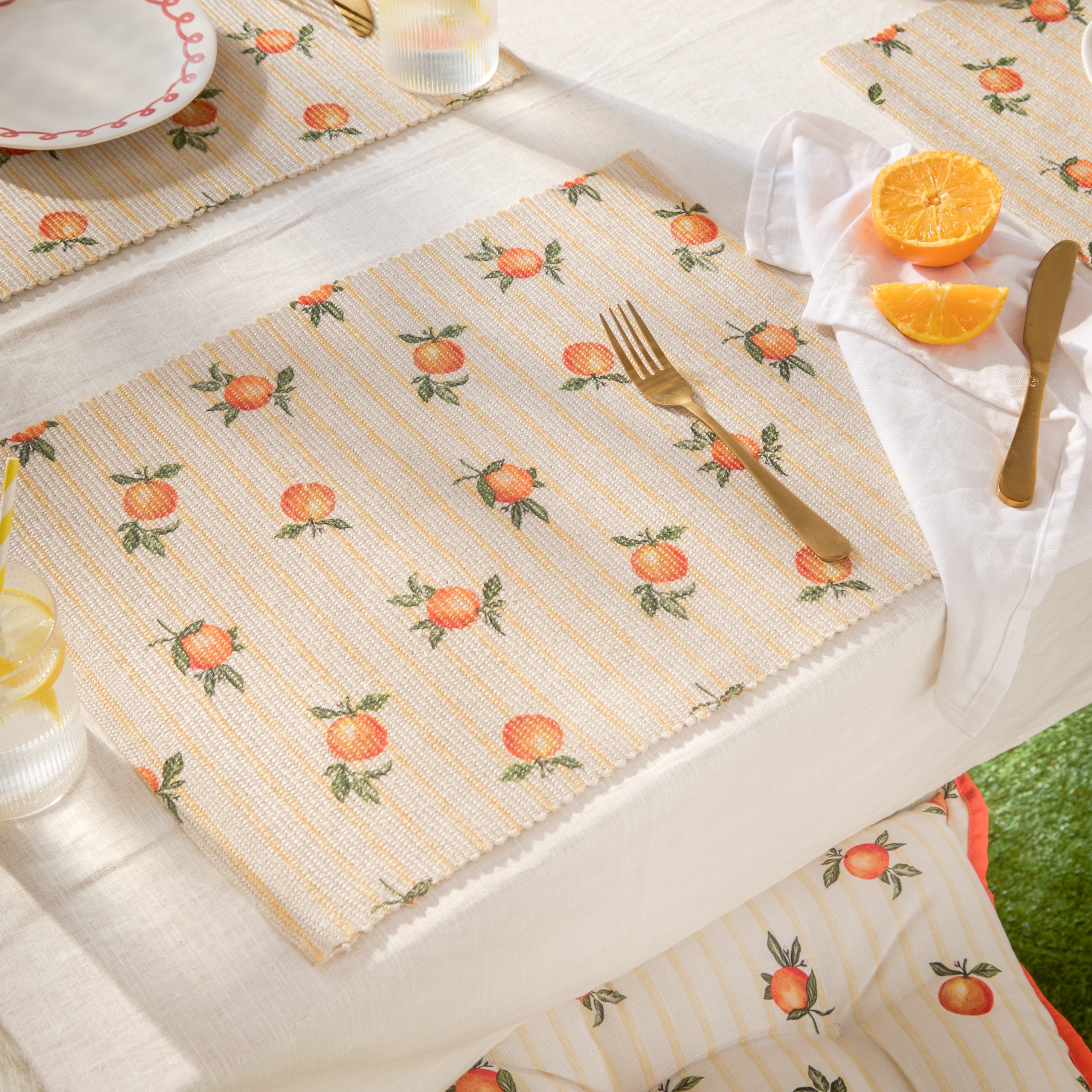Fruits Oranges Set of 4 Indoor/Outdoor Placemats Multi One Size 1