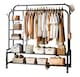 image 7 of Black Heavy Duty Double Clothes Rail with Wheels – Garment Hanging Rack & Storage Shelf
