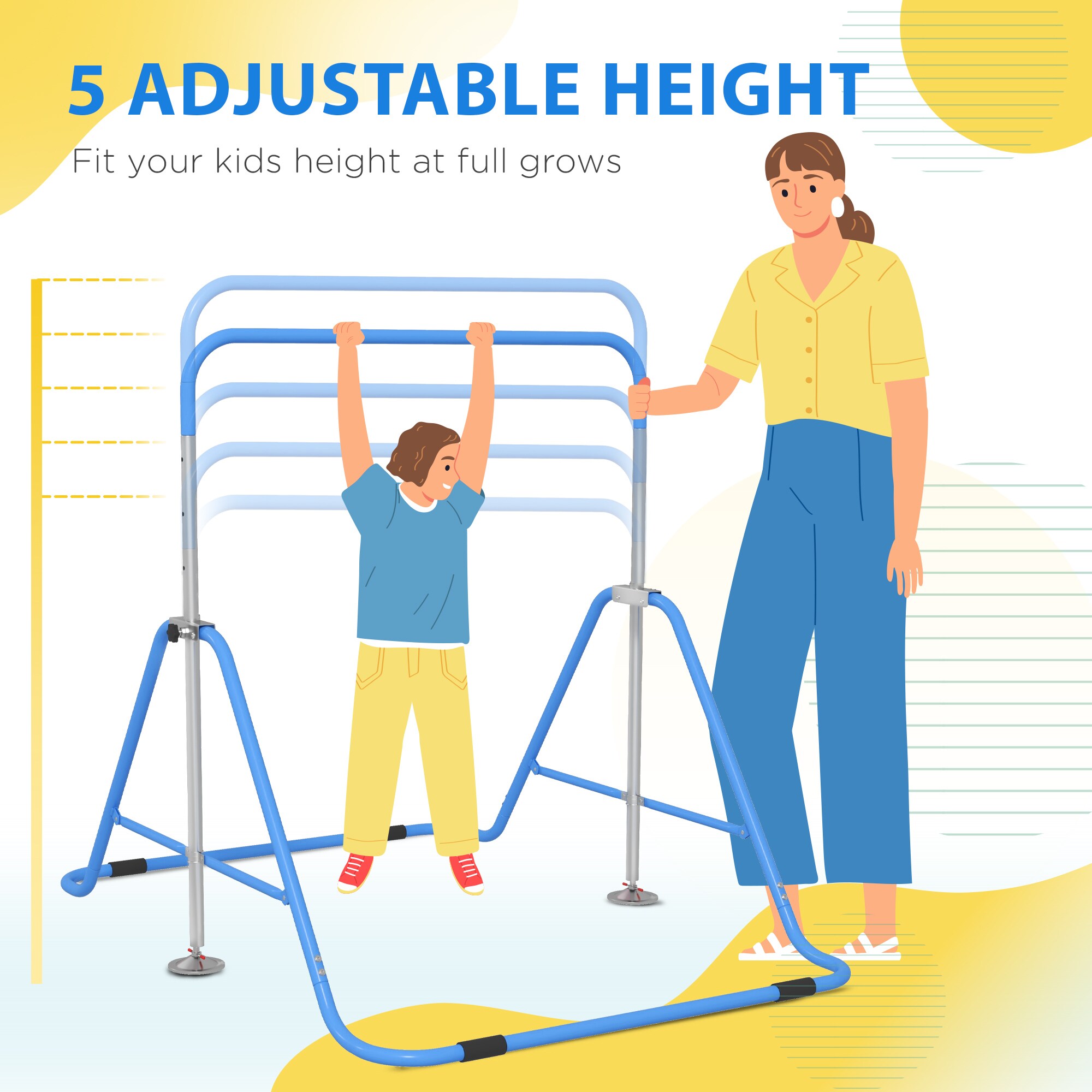 BestParts Expandable Gymnastics Bars,Adjustable Height Gymnastic Horizontal Bars Junior Training Bar Children Folding Training Monkey Bars For Kids