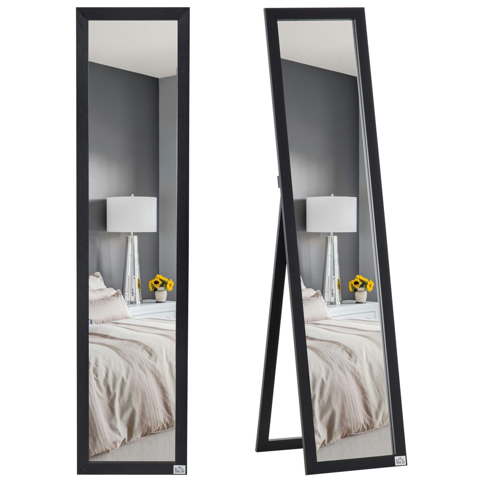 image 1 of HOMCOM Full Length Mirror, Floor Standing or Wall-Mounted Long Mirror, Black