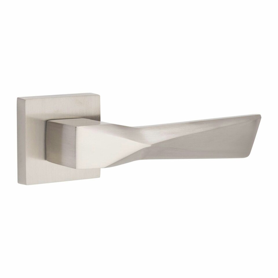 image 1 of Golden Grace Modern Aura Euro Lock Door Handles in Satin Nickel Finish with 70mm Key and Barrell Grey