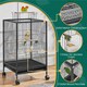 image 4 of Yaheetech 79 cm Tall Open Top Wrought Iron Bird Cage with Rolling Stand Black