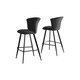 image 1 of Furniturebox 2x Juniper Black Velvet Black Leg Bar Stools