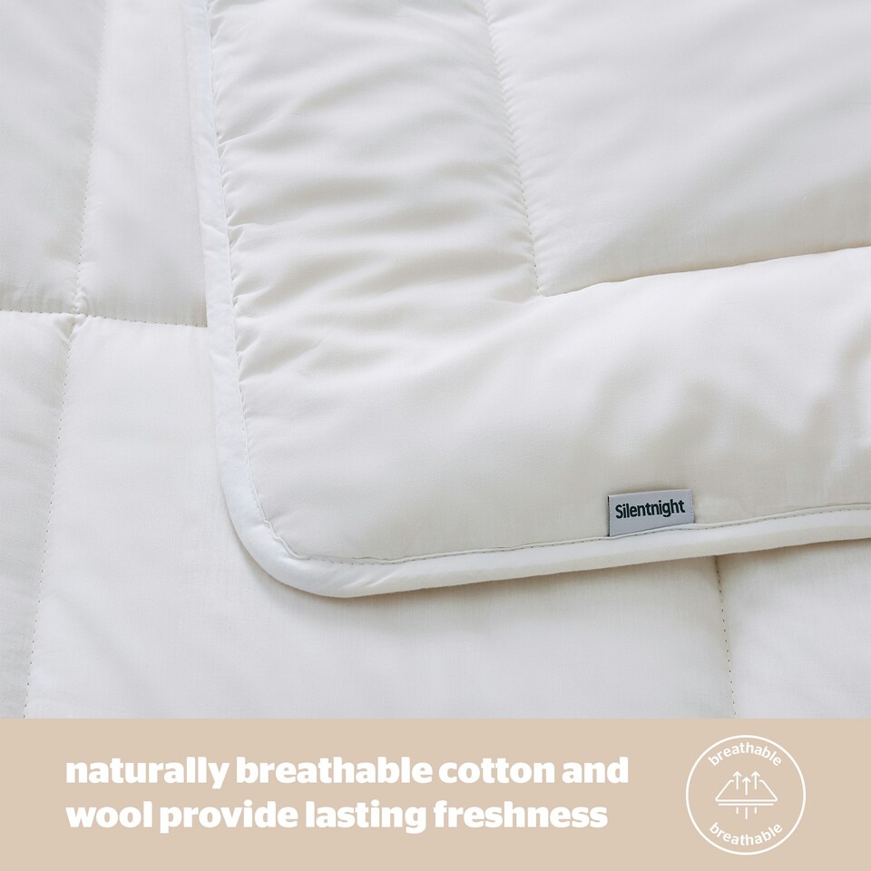 image 1 of Silentnight Luxury Natural Wool Lightweight Duvet, Breathable Cotton Cover, Temperature Regulating, Double