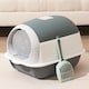 image 2 of Hooded Cat Litter Tray with Flap Door - Covered High-Sided Litter Box - Anti-Spill Easy Clean Indoor Toilet for Cats and Kittens
