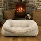 image 4 of OHS Pet Bed Cushion Dog Cat Ribbed Soft Plump Plush Cosy Fleece Large Cream | L
