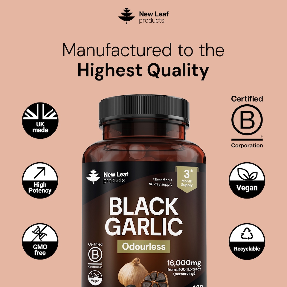 image 1 of Black Garlic Capsules + Naturally Occurring SAC & Polyphenols - 180 Vegan Capsules