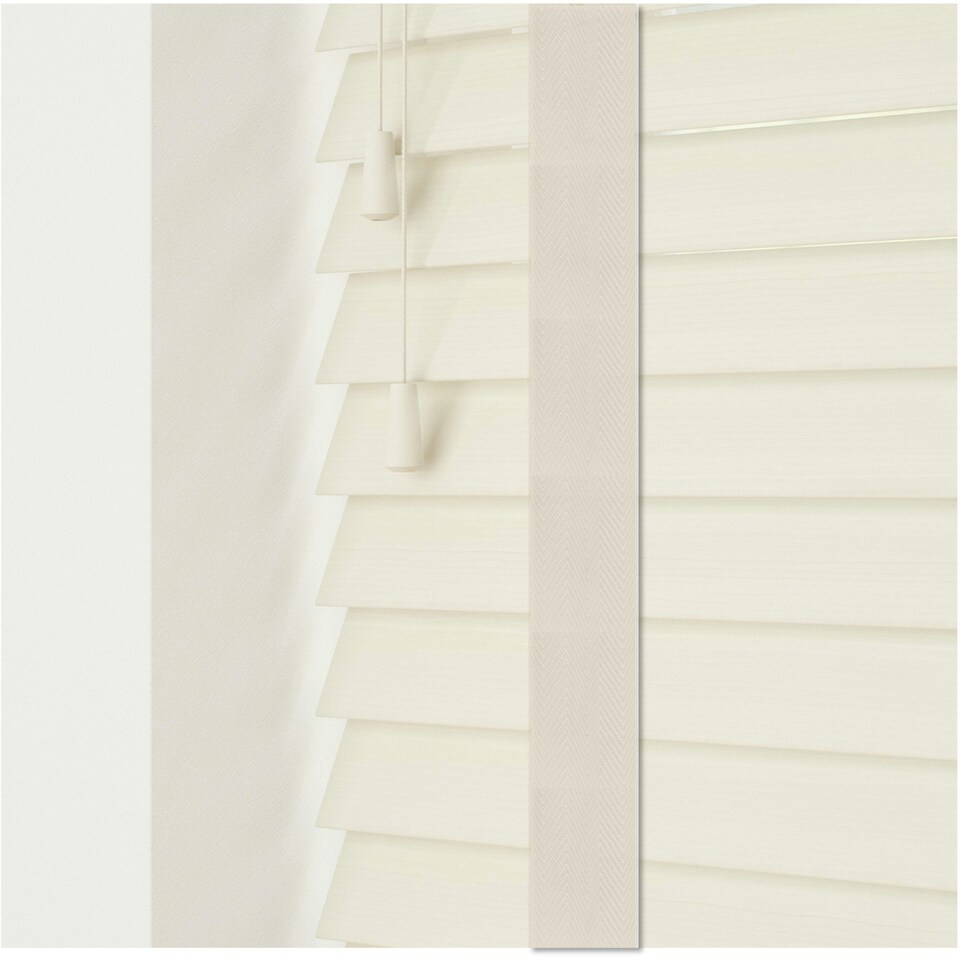 image 1 of 90cm Misty White Faux Wood Venetian Blinds with Tapes (130cm Drop)
