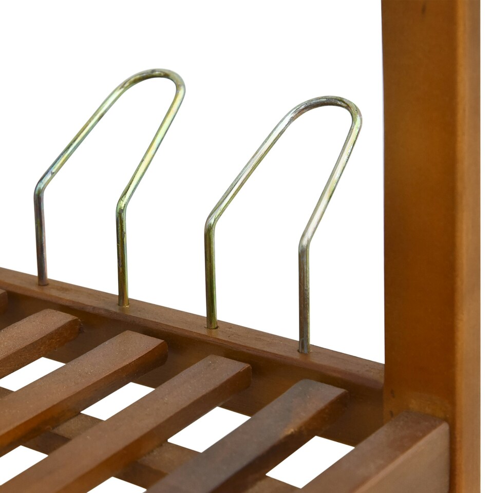 image 1 of HOMCOM 3-Tier Shoe Rack Acacia Wood Shoe Storage Shelf for Entryway Bedroom Teak