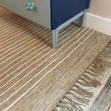 BEKAL Rug Flat Weave Beige Striped Designand - Cotton - L90 x W150 Brown