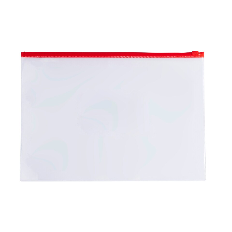 image 1 of Pack of 12 A6 Clear Zippy Bags with Red Zip