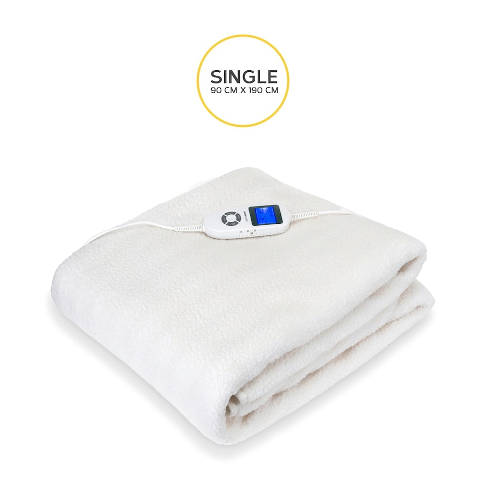 image 1 of MONHOUSE Premium Soft Fleece Electric Blanket - Heated Under Blanket - Single 90x190cm - Fully Fitted Heated Mattress Cover - Machine Washable - 9 Heat Settings