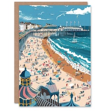 Brighton Pier Beach Holiday Colourful Him Her Birthday Card