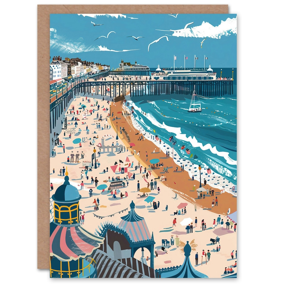 image 1 of Brighton Pier Beach Holiday Colourful Him Her Birthday Card