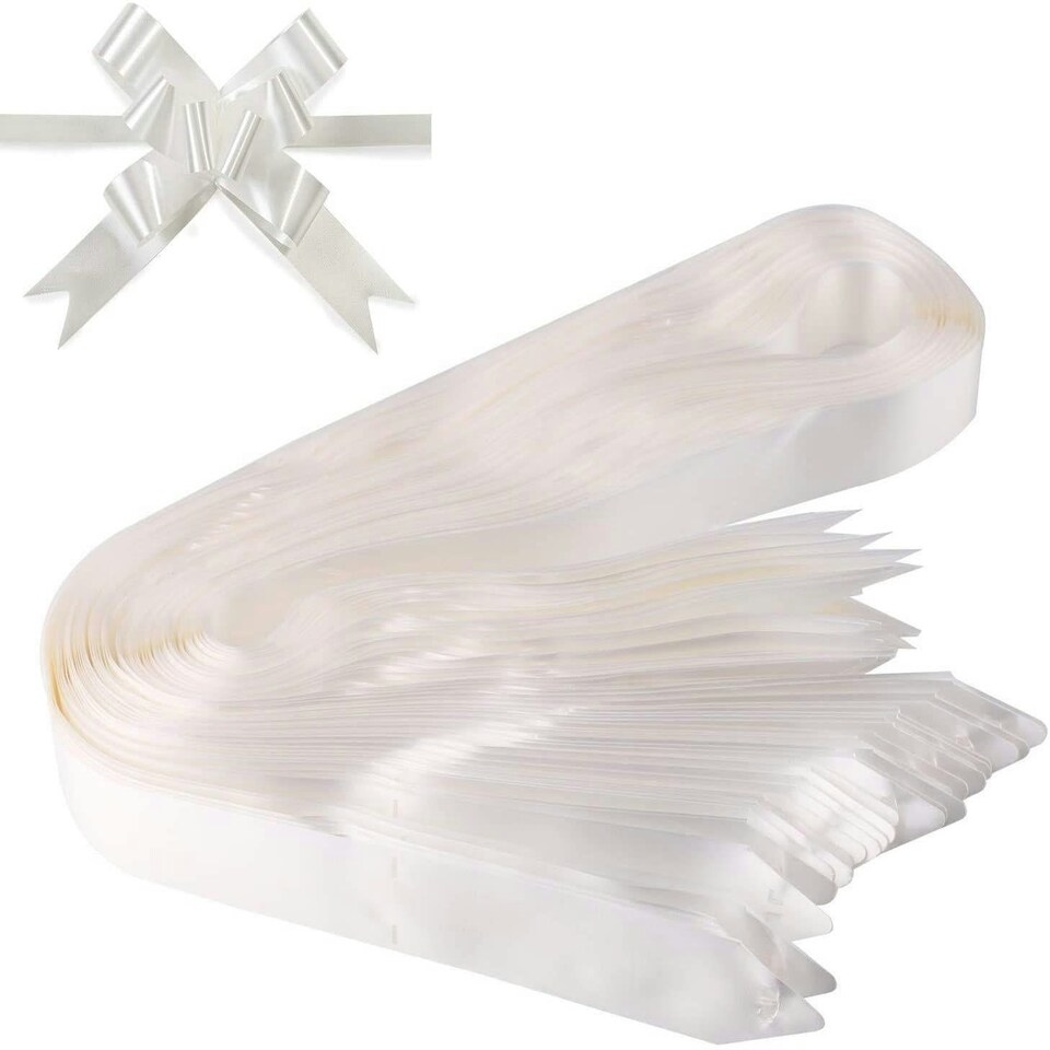image 1 of 60 White Pull Bows 30mm