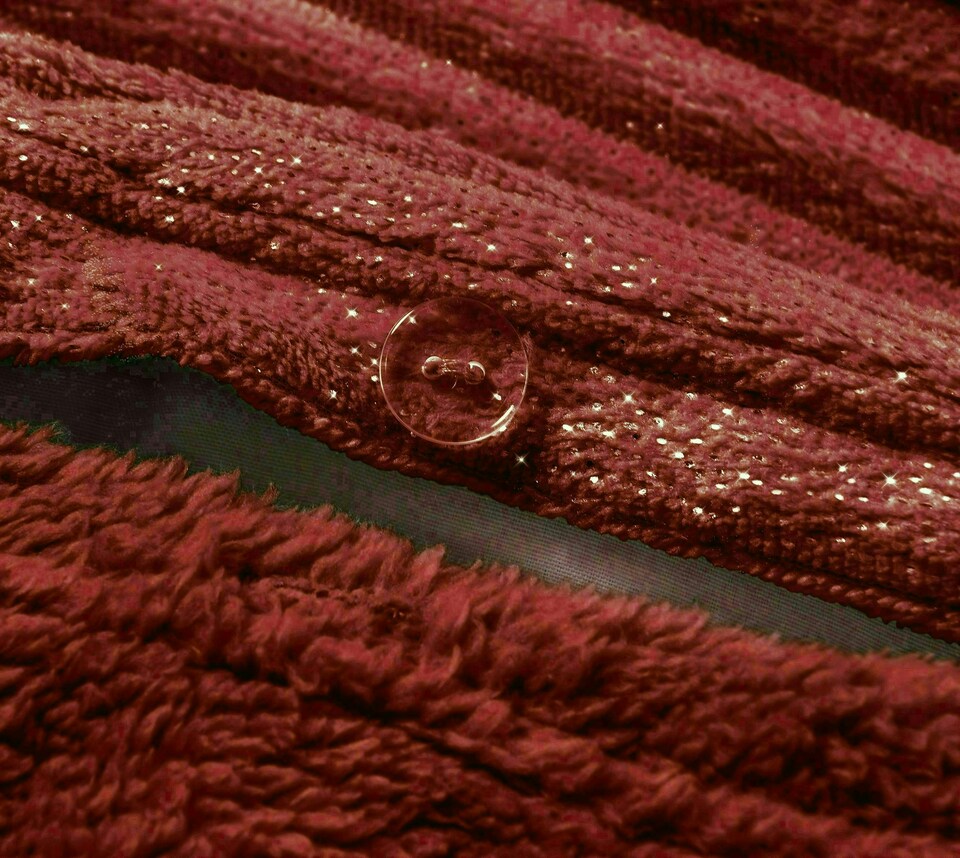 image 1 of Velosso Glitter Corduroy Teddy Fluffy and Warm Fleece Duvet Cover Set | Red | Red | Super King