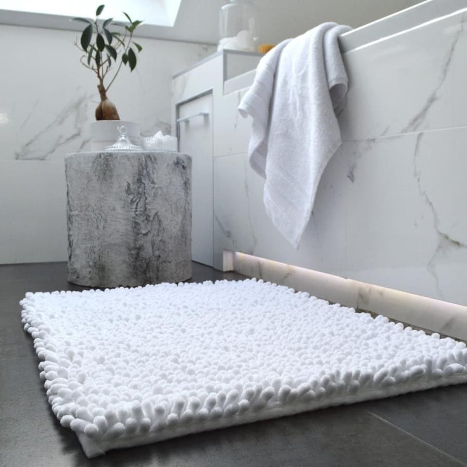 image 1 of Jumbo Chenille Bobble Bath Mat Non Slip | Grey | Charcoal