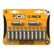 JCB AA Super Alkaline Batteries - Pack of 12 | Multi | AA | 12