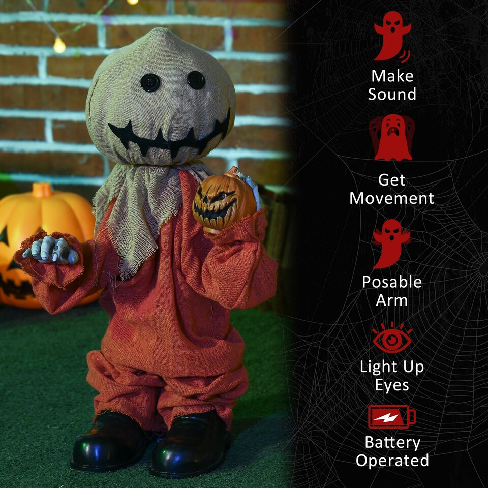image 1 of HOMCOM 80cm Outdoor Halloween Witch Prop Decoration with Light Up Eyes