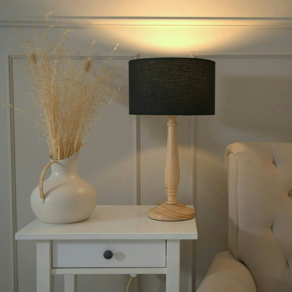 image 1 of ValueLights Victoria Light Wood Traditional Stem Table Lamp Base